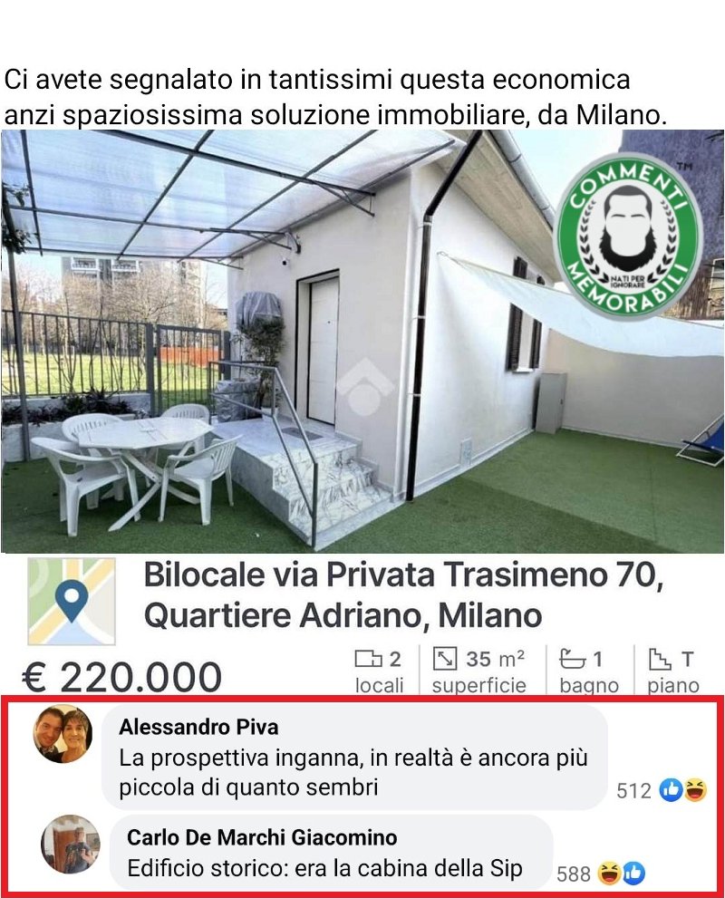 CM_Memorabili's tweet photo. Ci avete segnalato in tantissimi questa economica (anzi spaziosissima) soluzione immobiliare, a Milano.
#commentimemorabili #affittasi #milano https://t.co/YAb9J4oryy