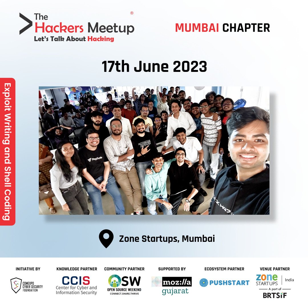 Hackers_Meetup's tweet photo. Successfully completed The Hackers Meetup Mumbai June 2023 with 80+ people
#TheHackersMeetup #ExploitWriting #ShellCoding #ApplicationSecurity #Pentesting #WAPT #MAPT #VAPT #BugBounty #KeepHacking #CyberAct #EthicalHacking #CyberSecurity #CyberExperts #PrivacySecurity https://t.co/MpZnpAkYxM