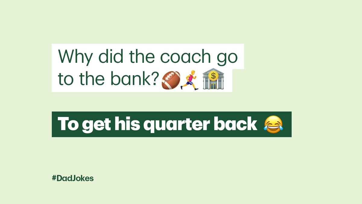 TD_Canada's tweet photo. Happy Father’s Day! To all the father figures out there, we’ve gathered the most hilarious dad jokes. You may not laugh, but at least pop will.💚 😂 https://t.co/XEvlDSSn49