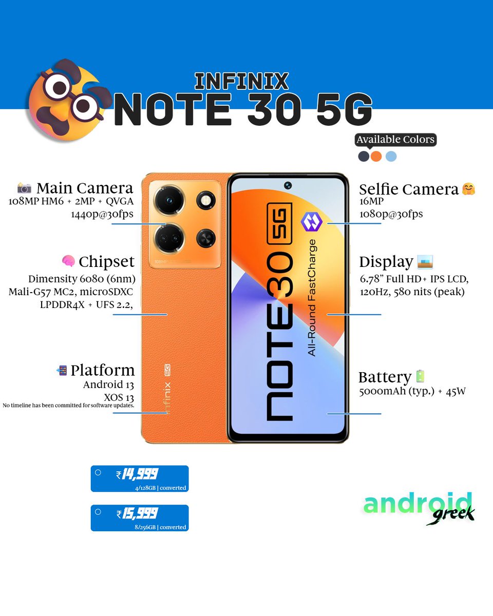 Infinix introduces the NOTE 30 VIP: 6.67' FHD+ 120Hz AMOLED display, Dimensity 8050 SoC, up to 12GB RAM, and a 5000mAh battery. Available in Magic Black and Glacier White, starting at USD 299. #Infinix #NOTE30VIP #smartphone