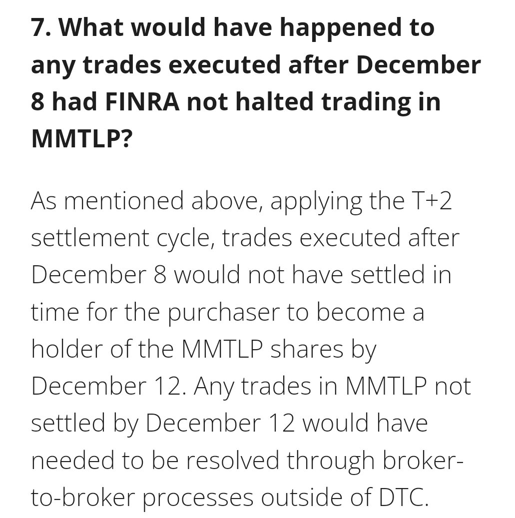 RareDealsHere's tweet photo. Basically, @TDAmeritrade said to clients that there will be Position Close Only trading on Dec 9th &amp; 12th. Buys after the 8th will be canceled. @FINRA U3 halts $MMTLP for a reason that contradicts TDA &amp; creates a settlement issue for TDA. TDA remains silent. Duress? @DOJCrimDiv https://t.co/nPZ5BNLELR