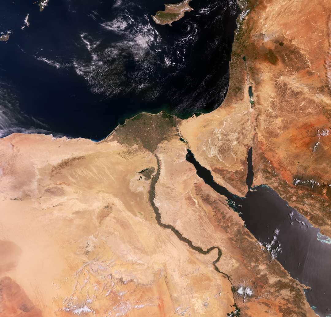 📷 This week's #EarthFromSpace is an image of the eastern Mediterranean and surrounding countries from Copernicus EU #Sentinel3. The greenish triangle of Egypt’s fertile Nile Delta contrasts with the surrounding desert.esa.int/ESA_Multimedia…