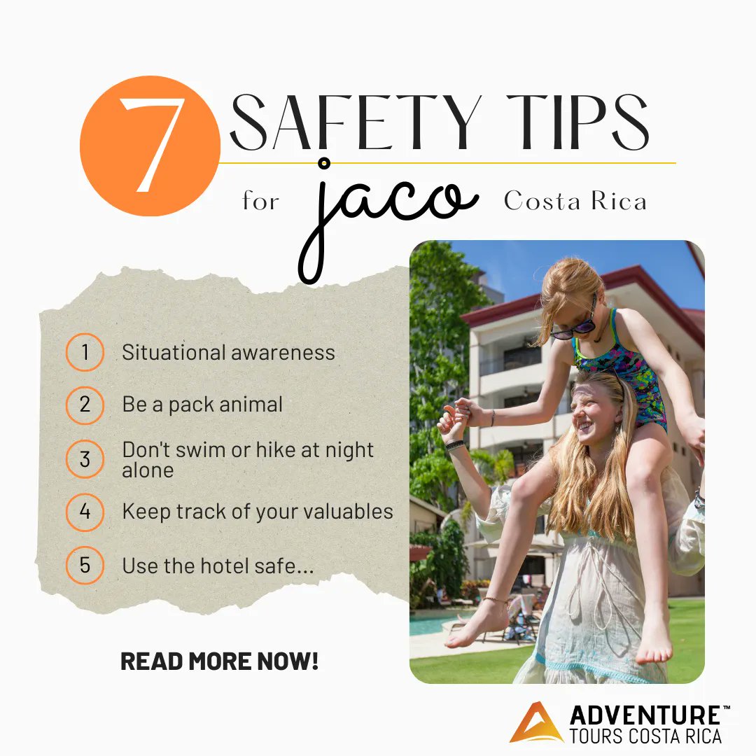 Stay safe & have fun in #jaco Costa Rica! Read our #traveltips to learn more. 🦺 👮 🌴 👪

buff.ly/3LWFMnM 

#familyvacation #travelwithkids #jacocostarica #beachvacation #playajaco #costaricatips #travel2023 #travelblog #travelchecklist #puravida #safetyfirst #safety