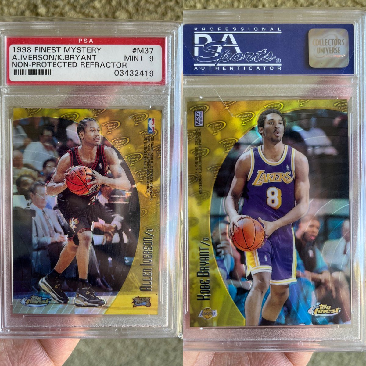 Fathers Day Deal 🔥
• Kobe / Iverson 1998 mystery finest refractor 🔥
• POP 2

$450 SHIPPED USPS 

WILL INCLUDE Kobe & Iverson RCs 👍