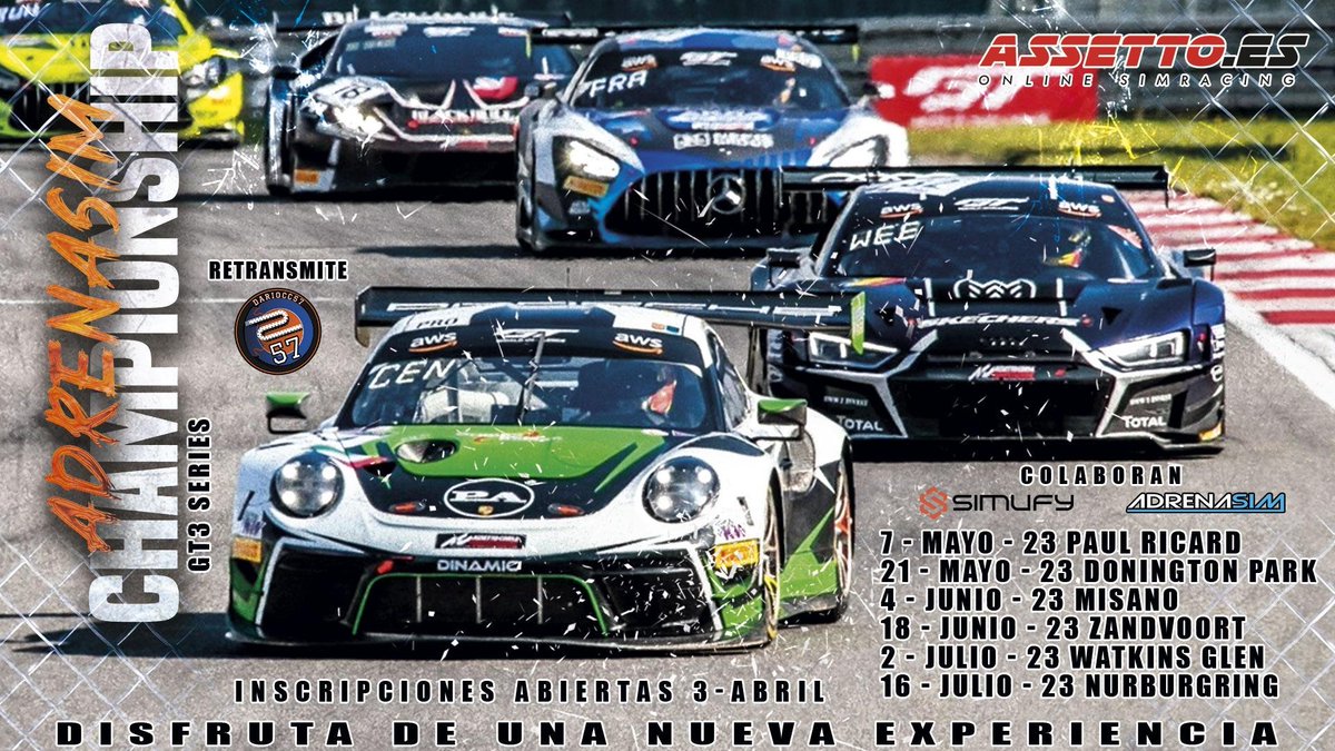 TpaTeam's tweet photo. Tarde de carrera en @Assetto_es
🏆 @AdrenaSim Challenge 
📌 Valencia 🇪🇸 - 4/6
🚗 Cat. GT3
🕗 Qualy 20:00h - 20' (SUPERPOLE)
🕣 Race 20:30h - 60'
📺 Oficial: https://t.co/PhztuEu0nI
🎥 Onboard: https://t.co/XIfdt1BwTA

@AC_assettocorsa #ACC #tormo #Valencia https://t.co/Z0PqW1Z5g0