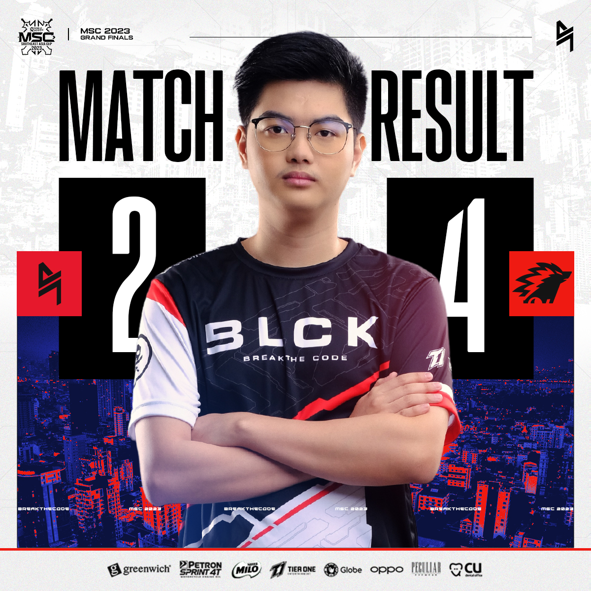 BLACKLISTINTL's tweet photo. ONIC takes the top spot at #MSC2023. They close the series at 2-4.

GGWP! 🤝

#BreakTheCode | #MSC2023 https://t.co/IBji2s5Lyj