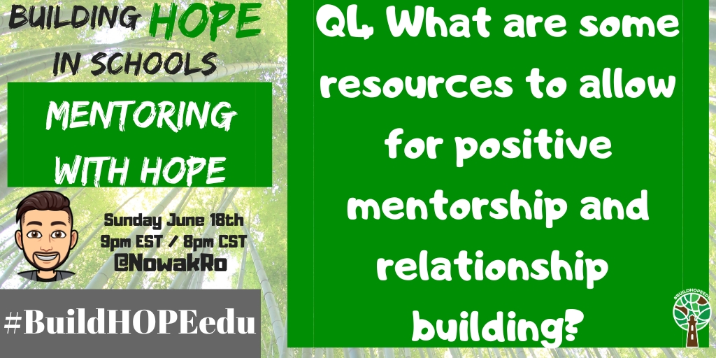 A4 Great resources for mentoring and building relationships include many podcasts and books or social media shares by  @casas_jimmy  @Joe_Sanfelippo @bethhill2829 @bbray27 @Dr_Tyler_Arnold 
So many nuggets of wisdom shared by incredible leaders.
#BuildHOPEedu