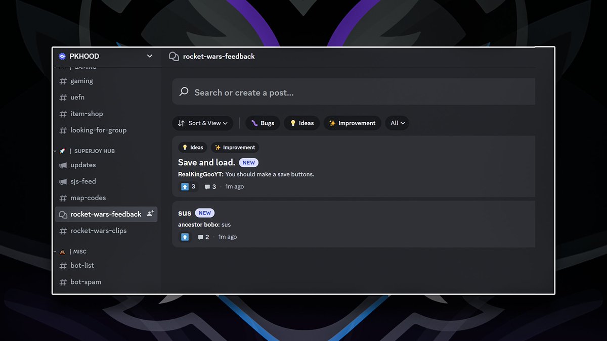 PKHOOD's tweet photo. 👹CALLING ALL PKHOOD MEMBERS 👹
We've got an entirely new hub for @SuperJoyFN over on our Discord with the launch of #RocketWars 🚀
Check out the feedback forum to report bugs 🐛suggest ideas 💡 and stay up-to-date with our change log 📣
➡️Join up! https://t.co/r1cH6JBUNy https://t.co/Px8kROUL7d