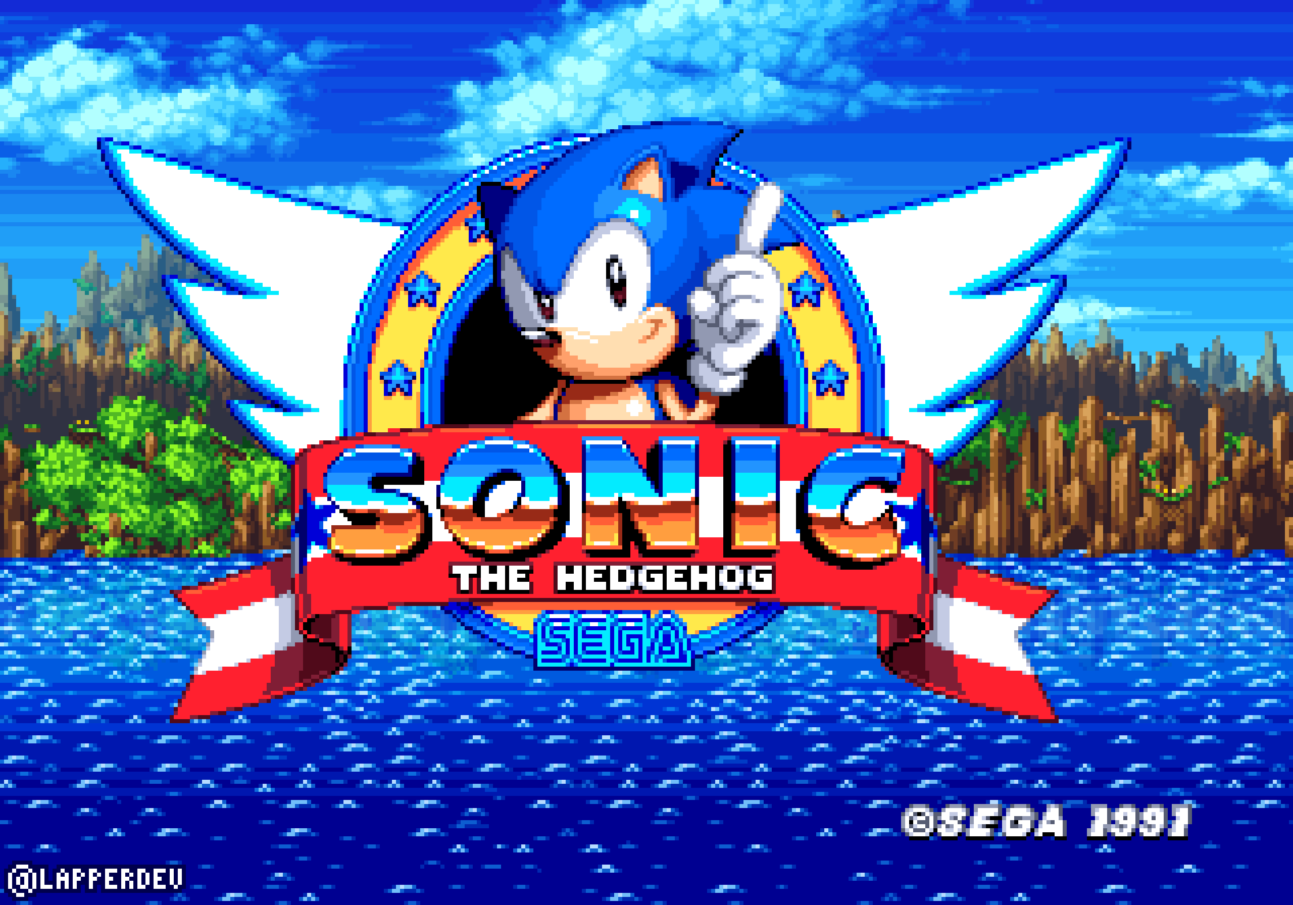 Sonic the Hedgehog 1 Title Screen Cross Stitch (Instant Download