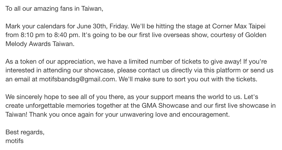 Dear Taiwan,