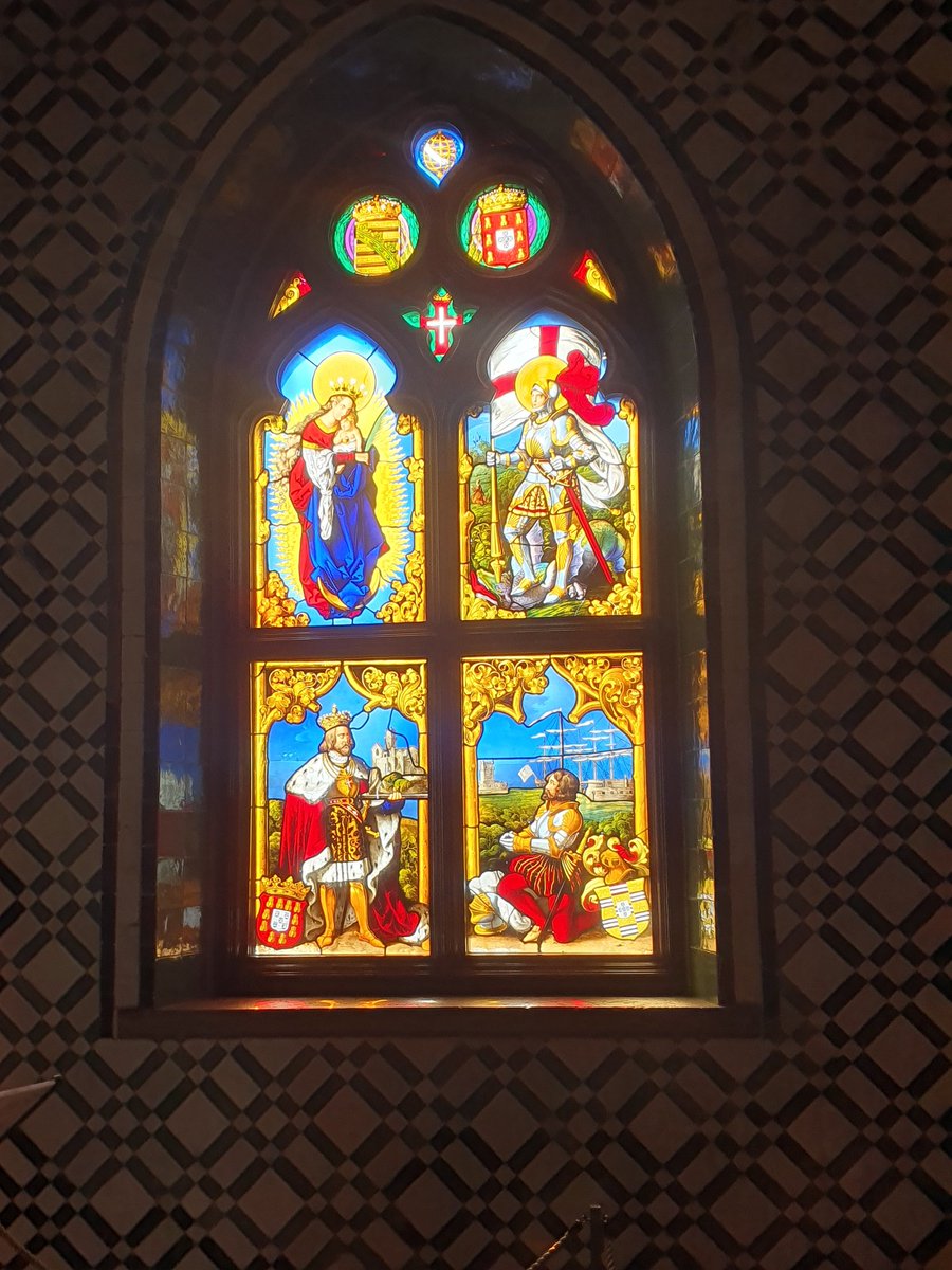 ' The Stained Glass of Palacio da Pena ' Ferdinand II installed a stained glass window in the Palace, dating back to 1840, showcasing artistic intentions and political legitimacy, produced by the Kellner family's famous workshop. #visitportugal #visitsintra #sintraportugal