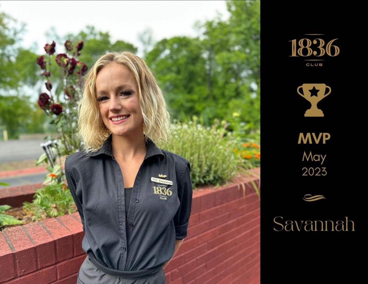 Members,

Be  sure to congratulate Savannah when you see her. She's the winner of our May MVP! Great job, Savannah!

#The1836Club #MayMVP #EmployeeoftheMonth #Savannah #beststaff #staffappreciation