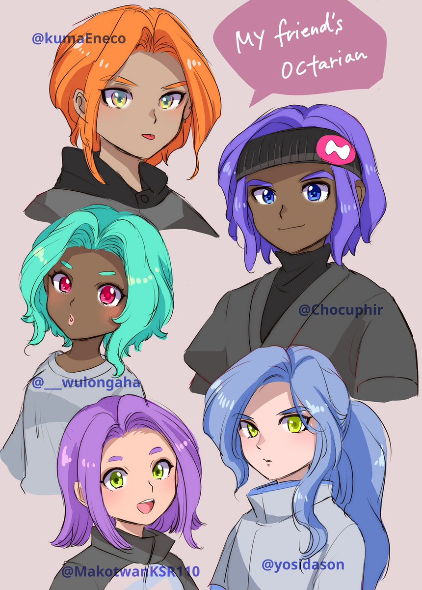 dark skin purple hair multiple girls blue hair blue eyes dark-skinned female short hair  illustration images