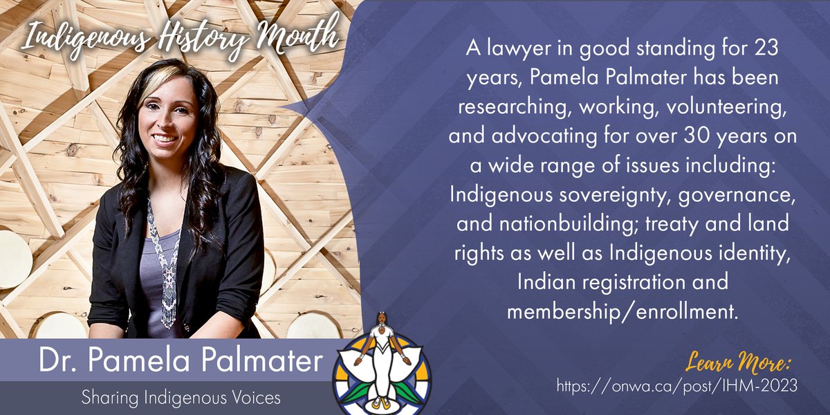 Today, for #IndigenousHistoryMonth we honour @Pam_Palmater. We honour Pam for her conributions towards the #IdleNoMore movement and advocation for other social movements focusing on #HumanRights and #ClimateAction. Learn More: onwa.ca/post/ihm-2023 #IndigenousLeadership