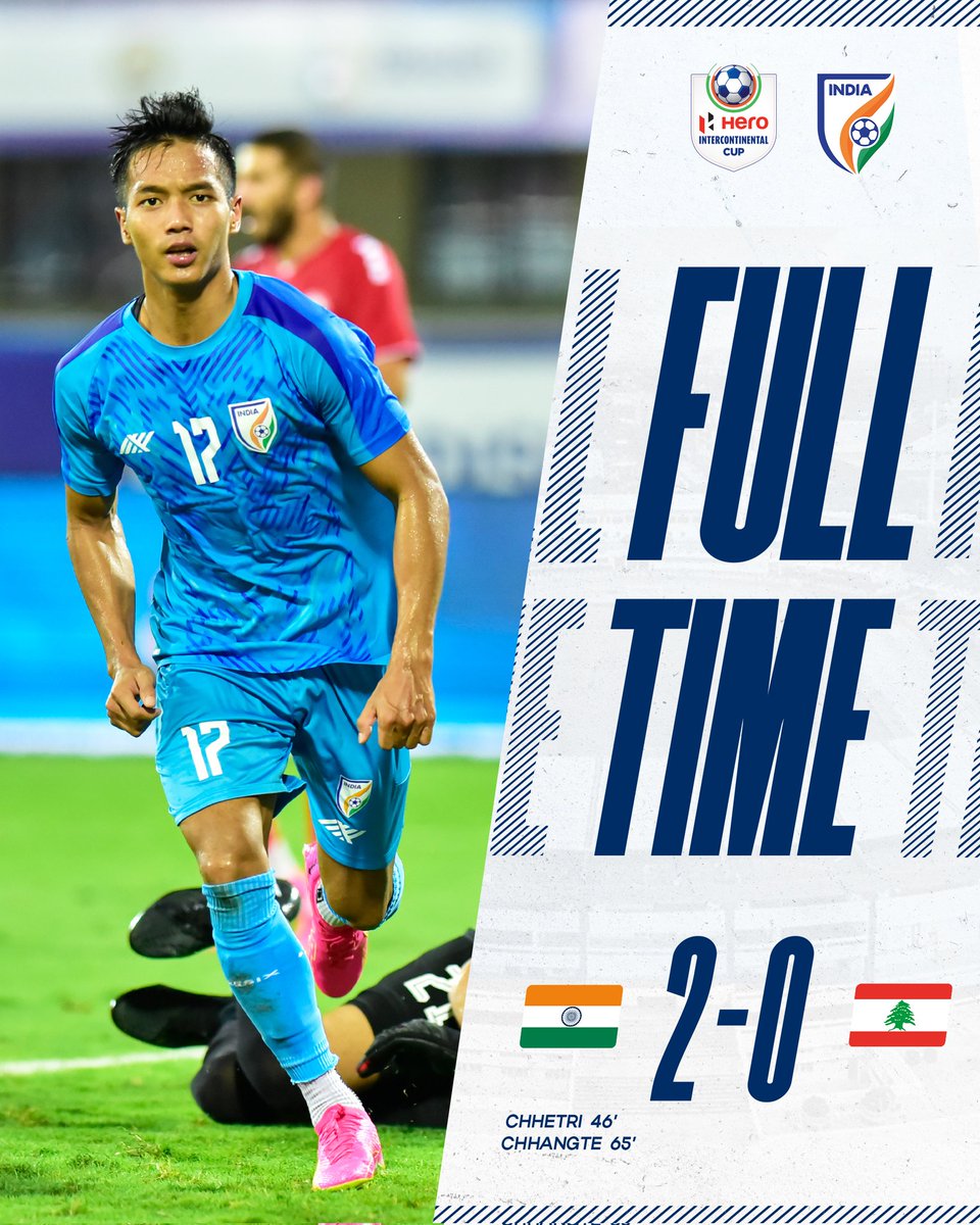 IndianFootball's tweet image. Mission #HeroIntercontinentalCup 🏆: SUCCESS ✅

#BlueTigers 🐯 #INDLBN ⚔️ #IndianFootball ⚽️