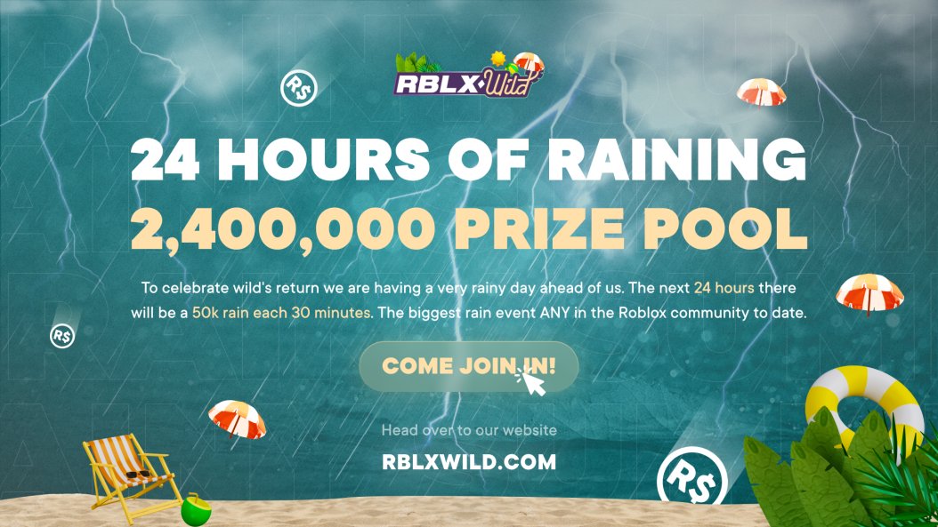 RBLXWild on Twitter: "Today... π§οΈ#N##N#24 hours of rain, 2,400,000