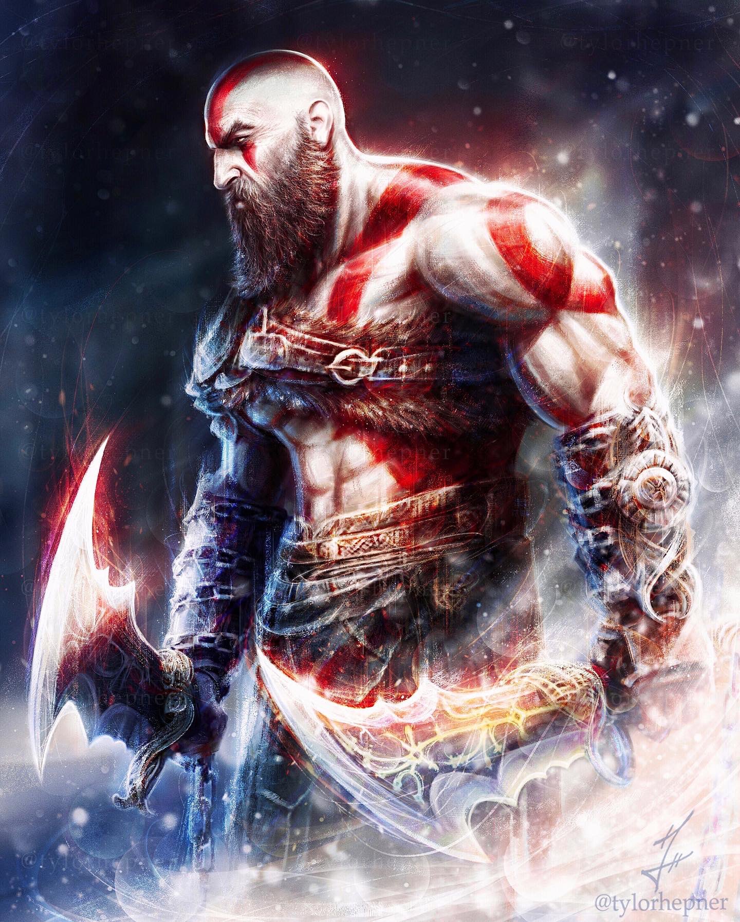 GOD OF WAR kratos V Thor, an art print by Hayder Alnaqashy - INPRNT