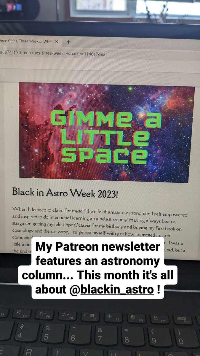 I also do a monthly column in my newsletter, 'Jupiter's Moons,' that features space news and space facts.

#BlackSpaceWeek 
#BlackSpaceWeek2023
