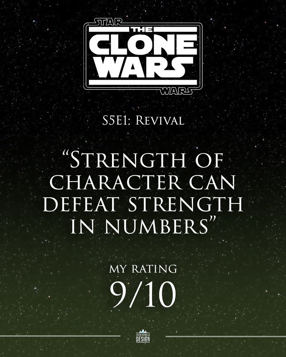 THE CLONE WARS - S5E1: REVIVAL

Kicking off season 5! Rate the episode 1-10 and let me know what your favorite scene was!

Earn exclusive benefits and help me design these posters by joining my Patreon! Link in bio

#starwars #TheCloneWars 
@StarWars @TheCloneWars