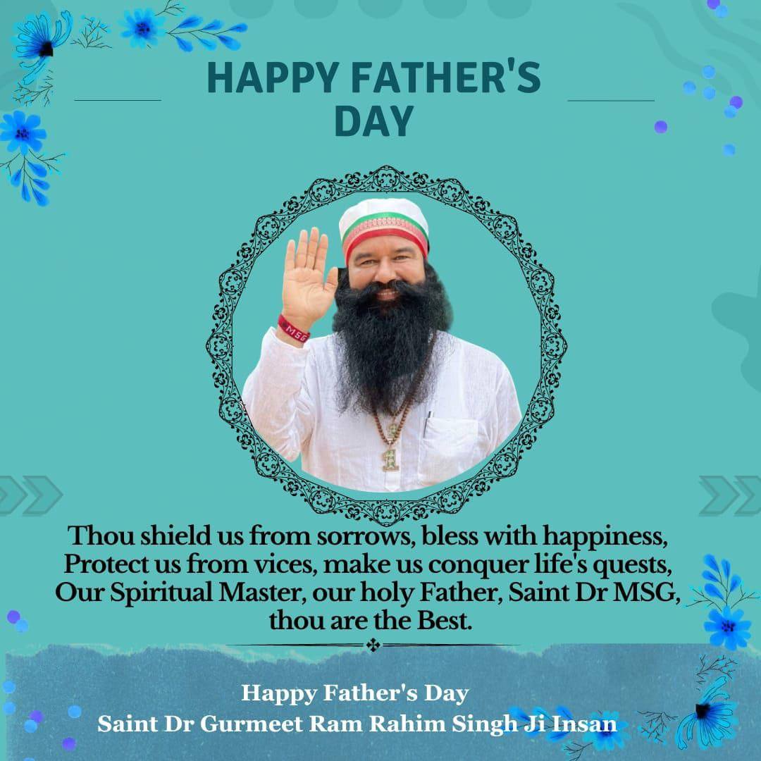 Enabling us to trust ourselves, giving us inspiration, you test us to work hard, focus on goals with dedication. The youth of the nation is indebted to you, for showing the right way. #FathersDay 
#FathersDay2023
#OurFatherOurPride
Saint Gurmeet Ram Rahim Ji