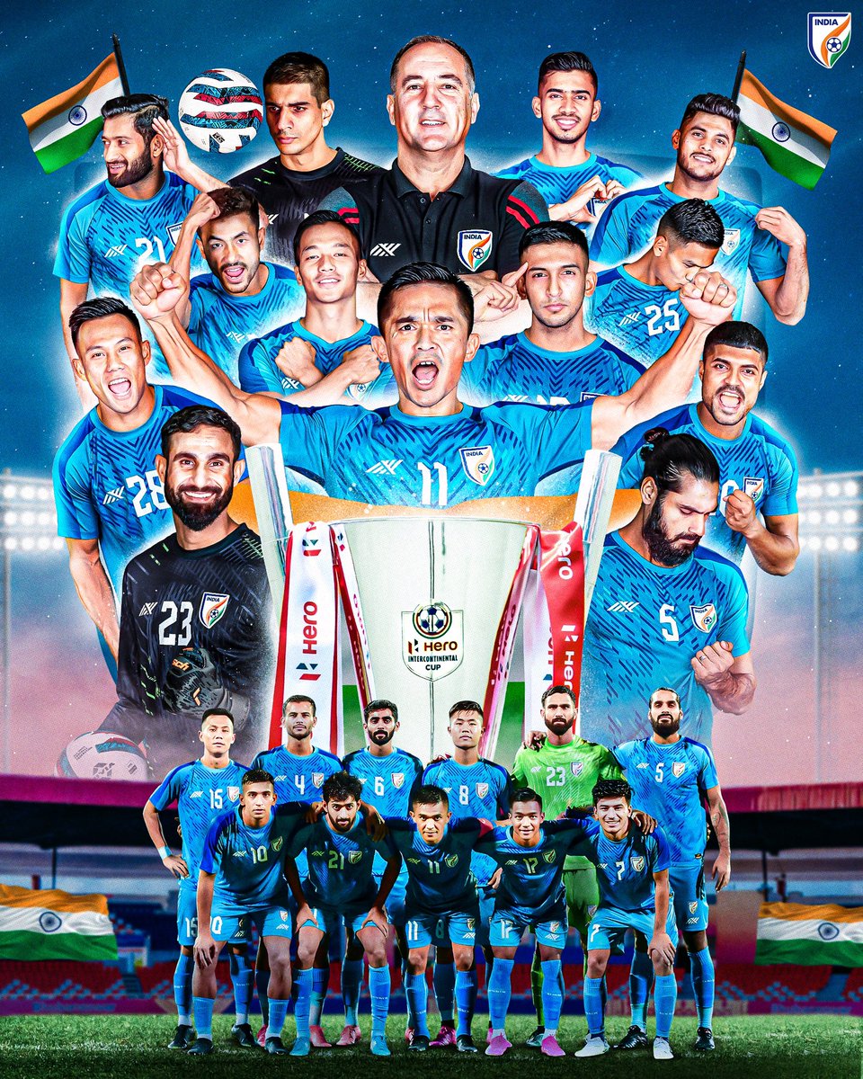 IndianFootball's tweet image. #HeroIntercontinentalCup 2023 CHAMPIONS 😍🔥💪🏽

YOUR #BLUETIGERS 💙🇮🇳

#IndianFootball ⚽️ #INDLBN ⚔️