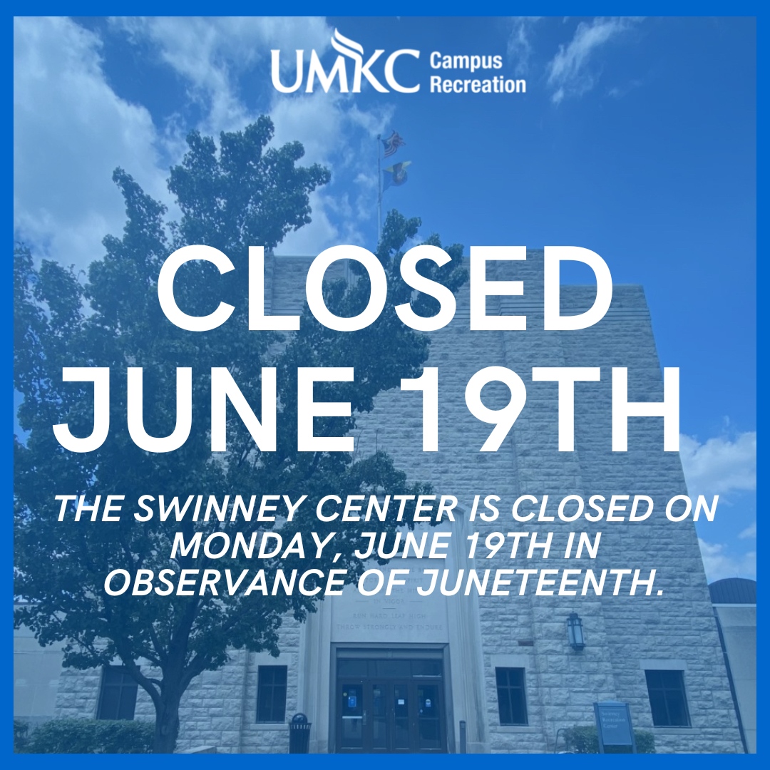 UMKCRec's tweet image. In observance of Juneteenth, our facility will be closed. We will reopen on Tuesday, June 20th.
