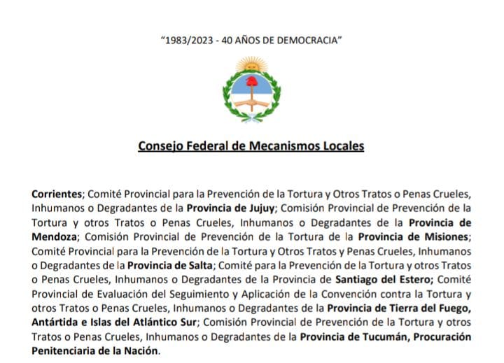 Declaración del Consejo Federal de Mecanismos Locales para la Prevención de la Tortura ante los hechos ocurridos en Jujuy