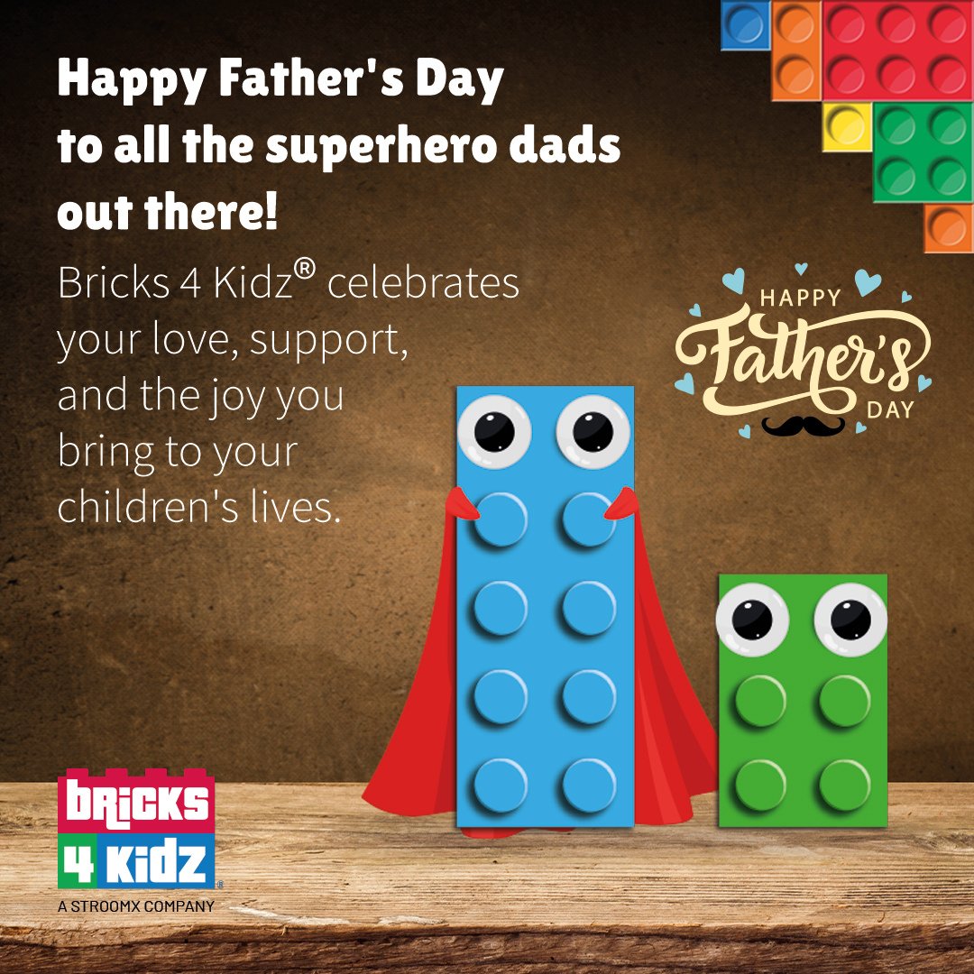 This Father's Day, let's embark on a brick-building adventure with Bricks4Kidz! 🌟💙 Join us as we celebrate dads and the special moments they share with their children. Together, we'll build memories and creations that will last a lifetime. #FathersDay #Bricks4Kidz