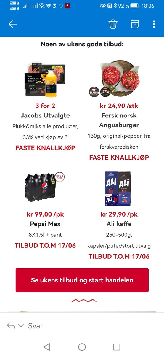 ranvik1's tweet image. Det går unna hos @norgesgruppen og #Meny om dagen. Tilbudsavis sendt ut 18.06 med tilbud gjeldende til og med dagen før, 17.06.