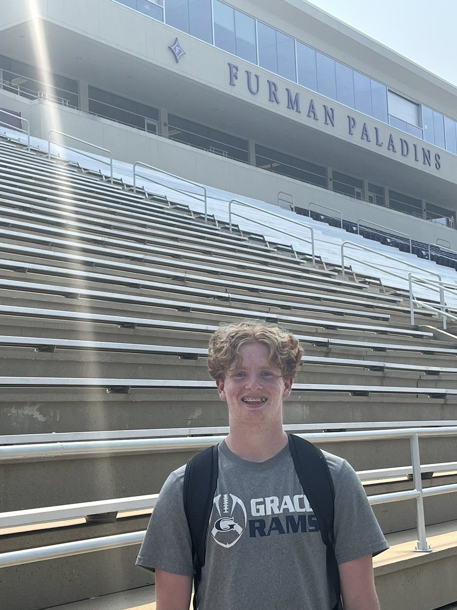 Had a great camp yesterday with @PaladinFootball. Thank you to @DrewDudzik for the work and helping me get better. Can’t wait to get back there this fall @CoachCutch @FUCoachHendrix @CoachJustinLong @GCARamFootball #EliteIsTheStandard