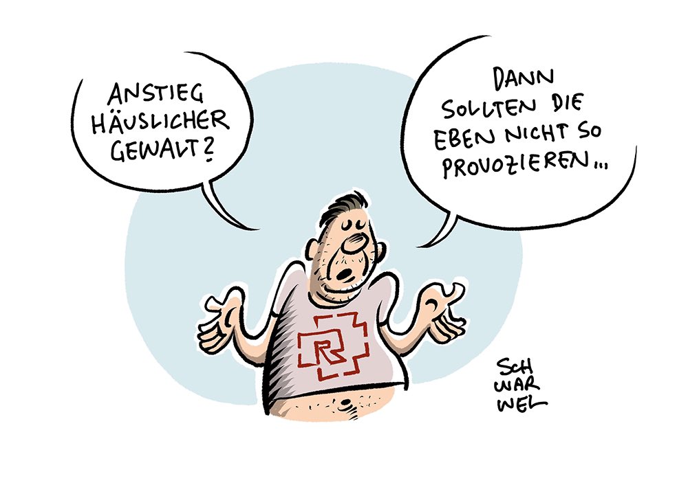 „2022 deutlich mehr Fälle häuslicher Gewalt: 
Fast 180.000 Opfer - 9,3 Prozent mehr als im Vorjahr“
#häuslicheGewalt #Rammstein #Lindemann #schwarwel