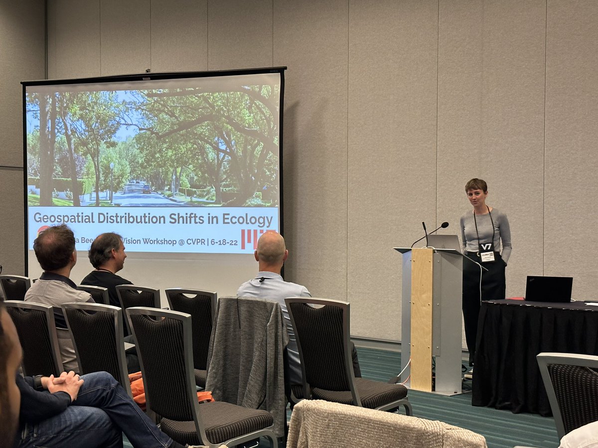 Super excited to hear one of my favorite researchers (and my good friend!) @sarameghanbeery talk about ecological and environmental monitoring (and urban forests!) at the @EarthVisionWS workshop @CVPR #CVPR2023
