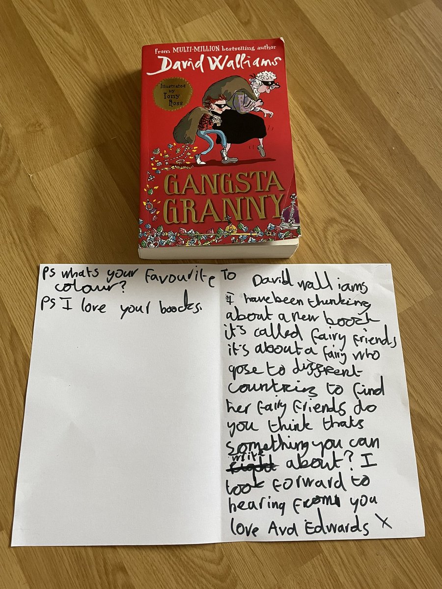 @davidwalliams my 7 year old daughter is a massive fan of yours. Could you possibly answer her letter to you?