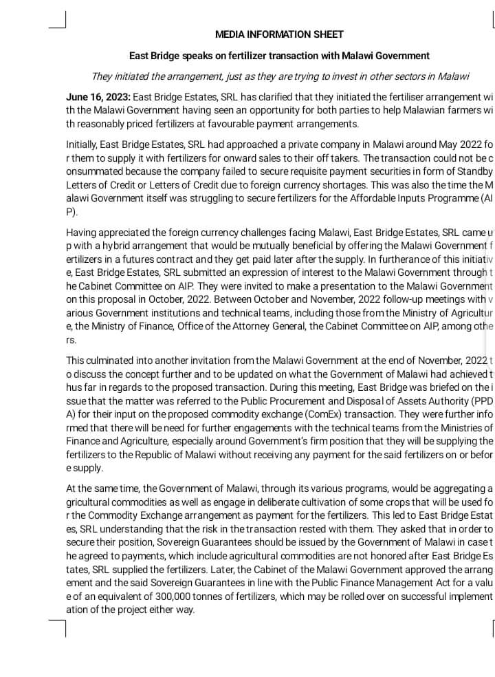 Malawi Elects 🇲🇼 🗳️ on Twitter "EastBridge Press Statement"