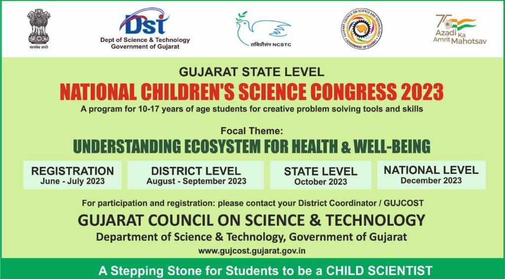 Get ready all the youngsters of age gp 10-17 yr, to rock the show with your scientific talent in National Children’s Science Congress #NCSC. ⁦ @IndiaDST⁩ ⁦@dstGujarat⁩ ⁦@InfoGujarat⁩ ⁦@mahiti_bvn⁩ ⁦@narottamsahoo⁩ ⁦@ScienceNews⁩ ⁦