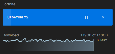 AmphaCozy's tweet photo. @FortniteStatus How come the update is almost as big as downloading the game??? I haven't updated in maybe 2 months but this is insane 😭 https://t.co/TO6ik2Kxgp