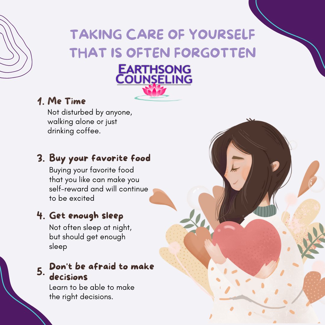What self-care do you need to do for yourself today? #selfcaresunday #anxiety #ptsd #cptsd #depression #therapy #earthsongcounseling