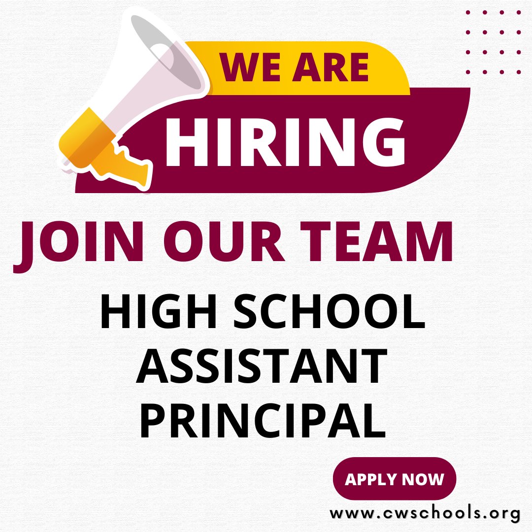 Now Hiring!
We are accepting applications for an Assistant Principal at Canal Winchester High School for the 2023-2024 school year. Learn more and apply today at bit.ly/CWLSJobs.