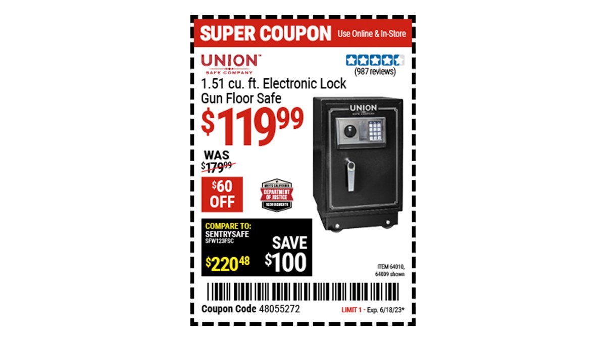 Harbor Freight on Twitter "Buy the UNION SAFE COMPANY 1.51 cu. ft