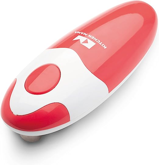 Kitchen Mama Auto Electric Can Opener: Open Your Cans with A Simple Push of Button - Automatic, Hands Free, Smooth Edge, Food-Safe, Battery Operated, YES YOU CAN (Red) amzn.to/3N6PDrO via @amazon