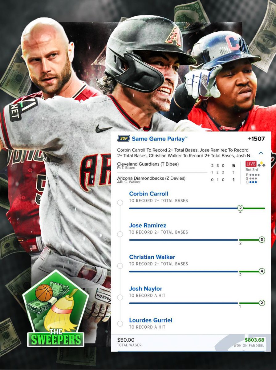 CASH THIS SWEAT FREE SAME GAME PARLAY. DBACKS/GUARDIANS HAS BEEN MONEY ALL WEEK. POSTED ONLY IN OUR VIP CHAT. JOIN FOR $10/MONTH WITH THE LINK BELOW. 

Whop.com/the-sweepers