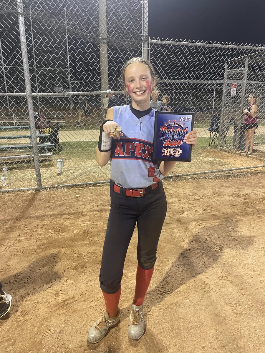 What a great weekend. We won the USFA 12U open State championship in Starkville. My stats: 11 innings pitched, 1 earned run, 20 strikeouts.  Also took home the MVP of the tournament.