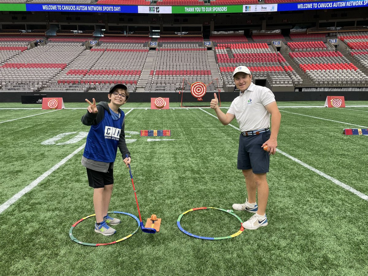 canucksautism's tweet photo. 7️⃣ provincial sport organizations leading activities at #CANSportsDay! 

🙌 Thank you to @BCLacrosse, @VolleyballBC, @BC_Athletics, @TennisBC, @bc_golfer, @BCWBS &amp; https://t.co/5A471AKzcv for joining us! https://t.co/av0ThCtMuO