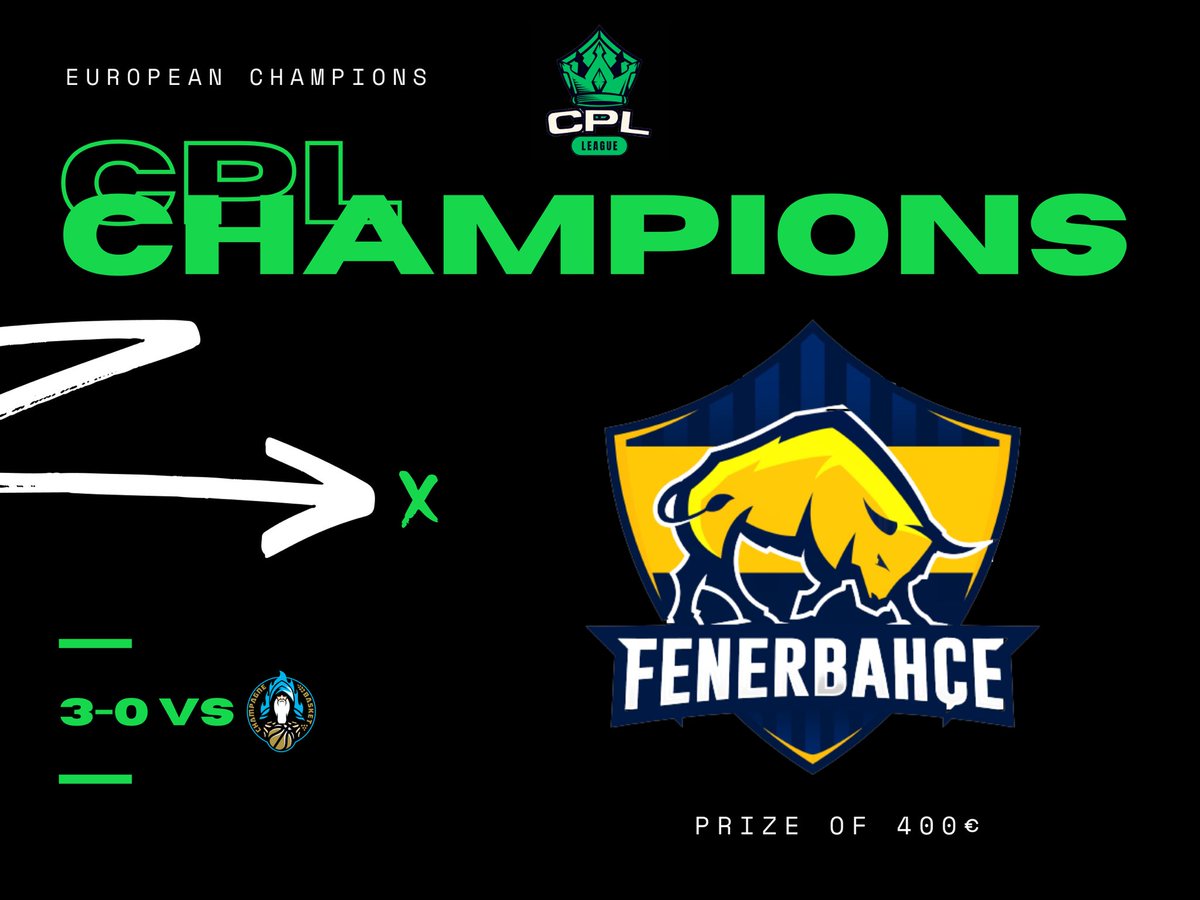 CPL (@2kcpl) on Twitter photo 🏆CPL CHAMPIONS🏆
<a href="/FBespor/">Fenerbahçe Espor</a> are proclaimed champions after beating <a href="/ChampBasketOff/">Champagne Basket 🧙♂️</a> and win the €400 prize !!
Congratulations🎉
@lE9RENl
<a href="/CanBoym2k/">CanBoym</a>
<a href="/TR_Tansu28/">TR-Tansu28 🇹🇷</a>
<a href="/yagi2k/">Yagi</a>
<a href="/Ates2K/">ates2k</a>
@Sabri_2K
<a href="/Kado_2K/">Kado_2K 🇹🇷</a>
<a href="/BirkanCengir/">LOVEBattleDeaD</a> 🏆CPL CHAMPIONS🏆
<a href="/FBespor/">Fenerbahçe Espor</a> are proclaimed champions after beating <a href="/ChampBasketOff/">Champagne Basket 🧙♂️</a> and win the €400 prize !!
Congratulations🎉
@lE9RENl
<a href="/CanBoym2k/">CanBoym</a>
<a href="/TR_Tansu28/">TR-Tansu28 🇹🇷</a>
<a href="/yagi2k/">Yagi</a>
<a href="/Ates2K/">ates2k</a>
@Sabri_2K
<a href="/Kado_2K/">Kado_2K 🇹🇷</a>
<a href="/BirkanCengir/">LOVEBattleDeaD</a>
