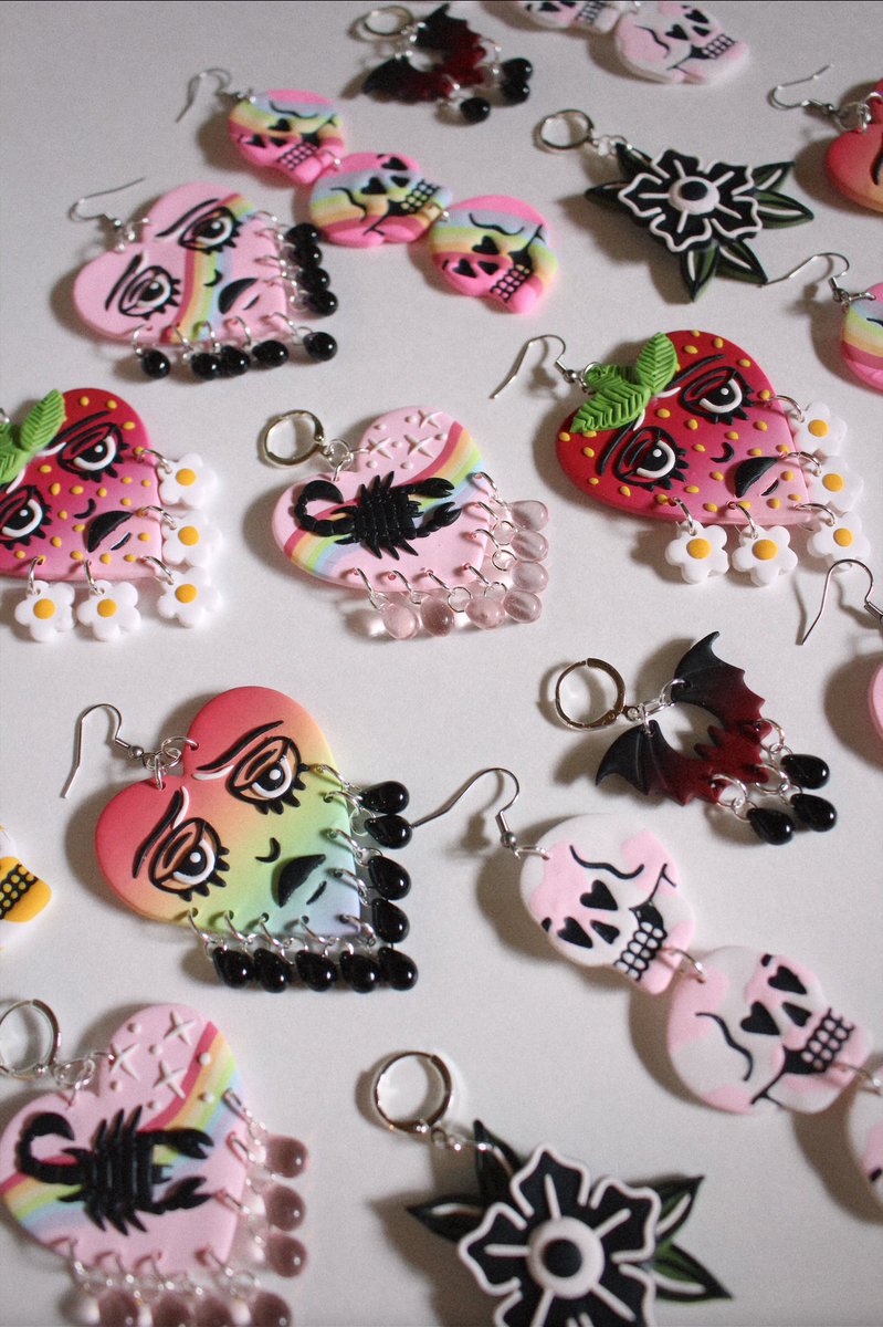 tonight, all of these pairs and more will be available on my website!! see you at 6pm pst 🌈🖤✨