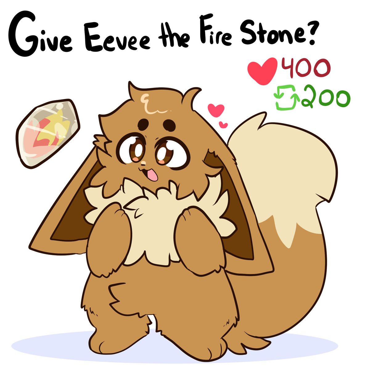 Eevee wants to evolve! Give them the Fire Stone? 🔥✨💕