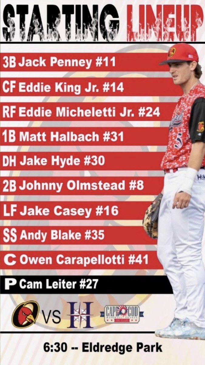 Our time. Starting lineup vs @HarwichMariners. #GoBirds #TimeToFly