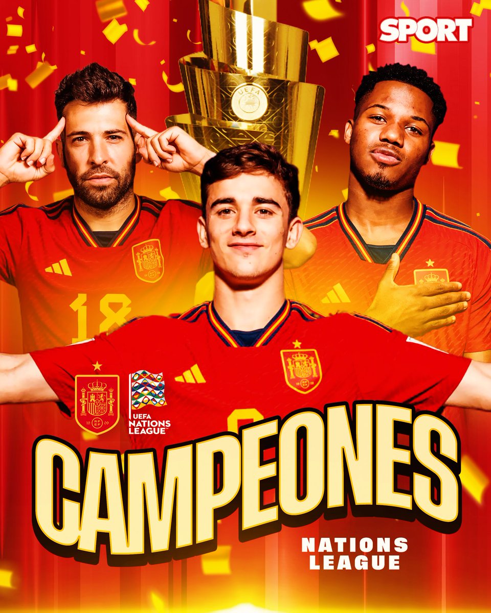 sport's tweet photo. 🏆 | #NationsLeague 

🏆 ¡ESPAÑA ES CAMPEONA DE LA NATIONS LEAGUE!

✨ La #SeFutbol vuelve a ganar un título internacional tras 11 años

https://t.co/5QvruDzgZT https://t.co/cbINomKCIn