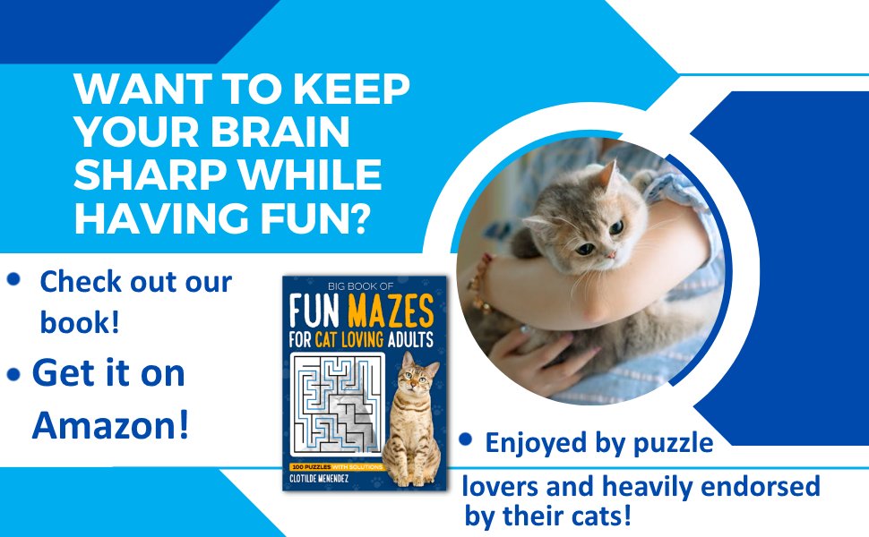 Keep Your Mind Young With Exercise!

amazon.com/dp/B0BKJ9F2PT

#games #puzzles #catlover #mazes #memory #puzzlelover #cats #petowner