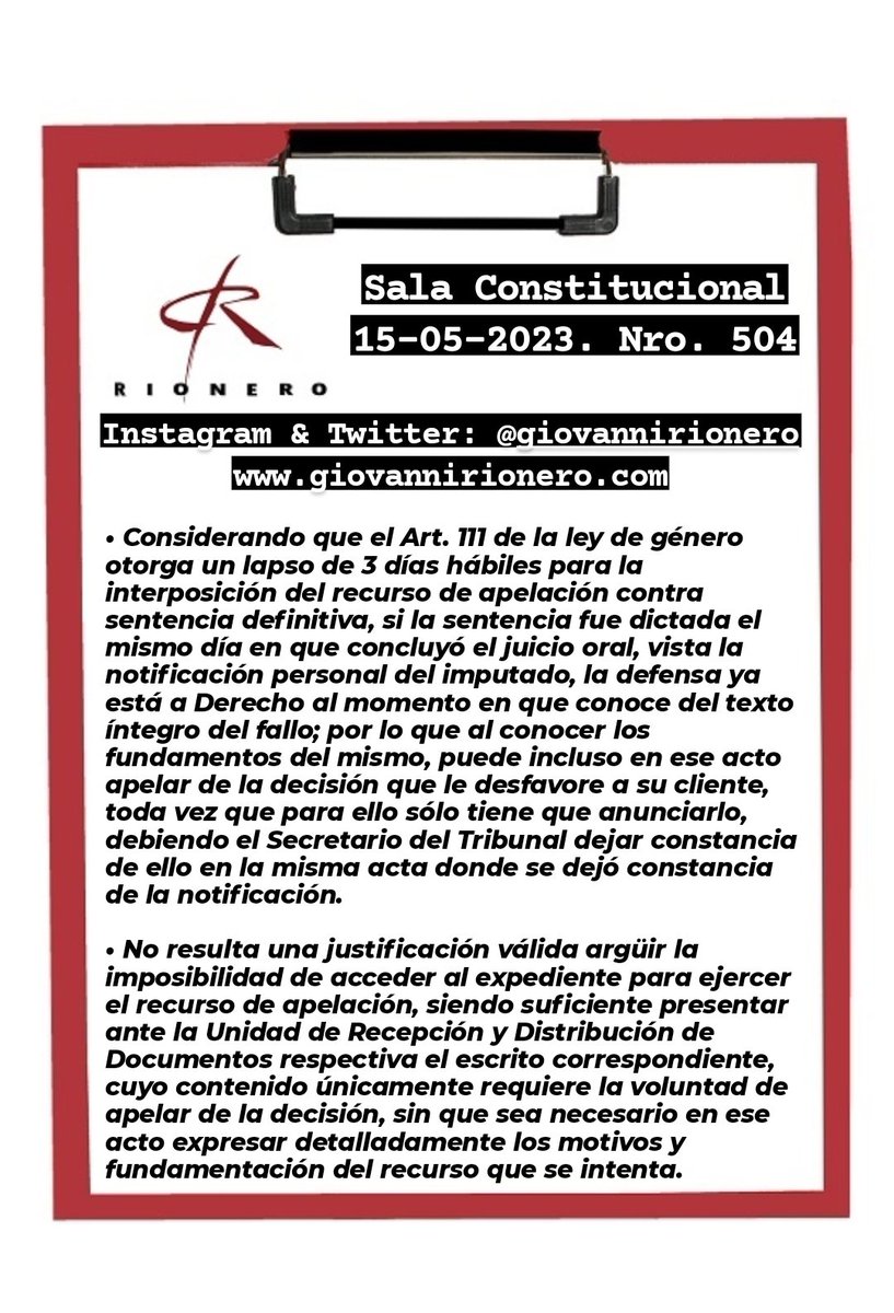 #ViolenciaContraLaMujer Reciente sentencia en la cual se advierten la pautas que rigen en el procedimiento especial para el juzgamiento de los delitos de género con respecto a la tempestividad del recurso de apelación contra sentencia definitiva.